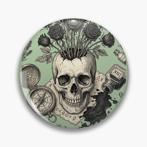 Item preview, Alchemist's  skull vase and black roses designed and sold by Studio77-Gothic.