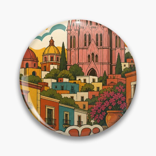 Item preview, San Miguel de Allende Mexico Travel Souvenir - Retro Illustration designed and sold by VisualArtsOasis.