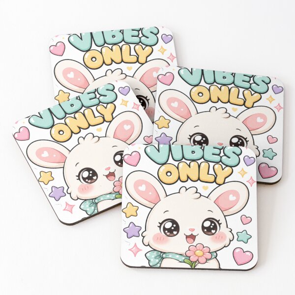 Item preview, Hoppy Vibes Only Kawaii bunny saying designed and sold by BoosterShop.