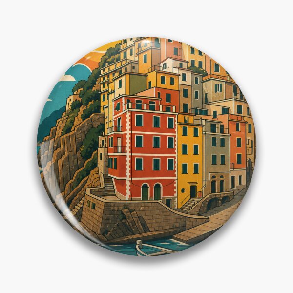 Item preview, Riomaggiore Italy Travel Souvenir - Retro Illustration designed and sold by VisualArtsOasis.
