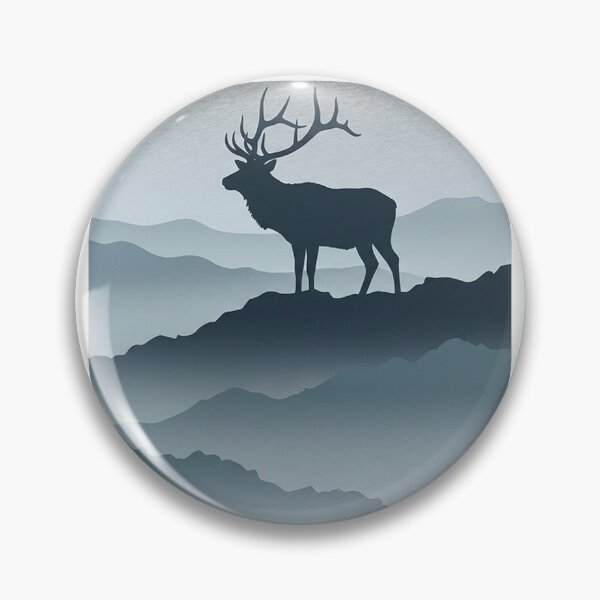 Item preview,  Elk Silhouette Foggy Mountain Ridge Vintage Minimalist Art Boho designed and sold by Yellowriversss.