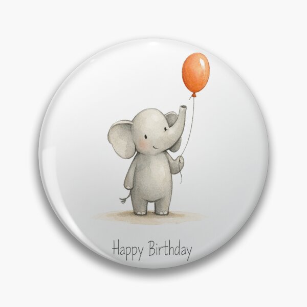 Item preview, Cute Watercolor Elephant Happy Birthday - Adorable Baby Animal Balloon Art designed and sold by myforestfog.