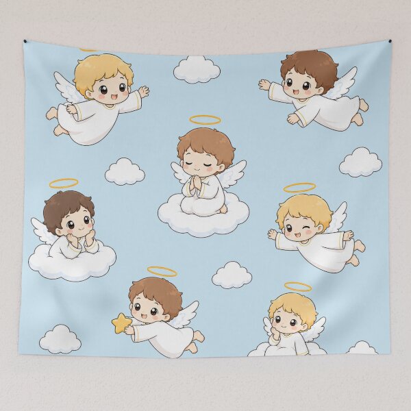 Item preview, Cute Chibi Angels and Clouds Pattern designed and sold by Seculinator.