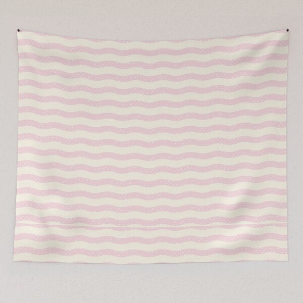Item preview, Pink Wavy Stripe Pattern with Polka Dots Cream Background designed and sold by Zaya_art.