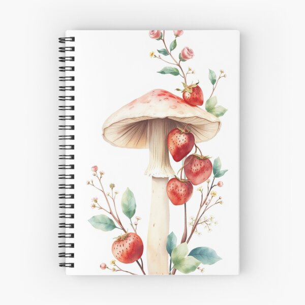 Item preview, Whimsical Watercolor Mushroom and Strawberry Botanical Art designed and sold by Vida e Arte.