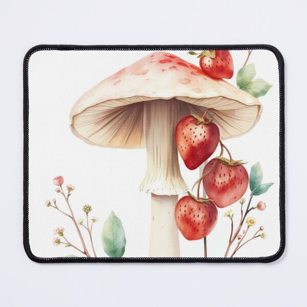 Item preview, Whimsical Watercolor Mushroom and Strawberry Botanical Art designed and sold by Vida e Arte.
