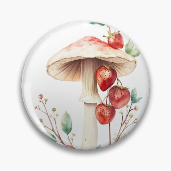 Item preview, Whimsical Watercolor Mushroom and Strawberry Botanical Art designed and sold by Vida e Arte.