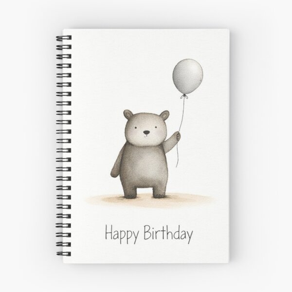 Item preview, Cute Watercolor Bear Happy Birthday - Adorable Baby Animal Balloon Art designed and sold by myforestfog.