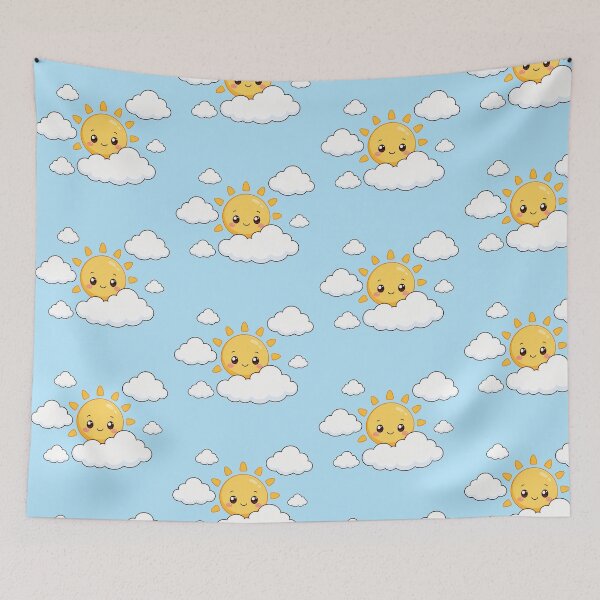 Item preview, Cute Sun Smiling in Clouds Kawaii Weather Art designed and sold by Seculinator.