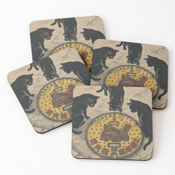 Item preview, Curious Black Cats and Osaka Manhole Art designed and sold by Komatoya.