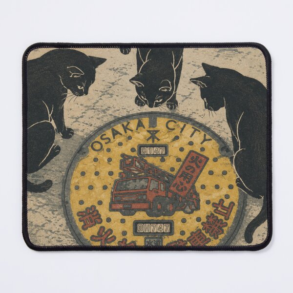 Item preview, Curious Black Cats and Osaka Manhole Art designed and sold by Komatoya.