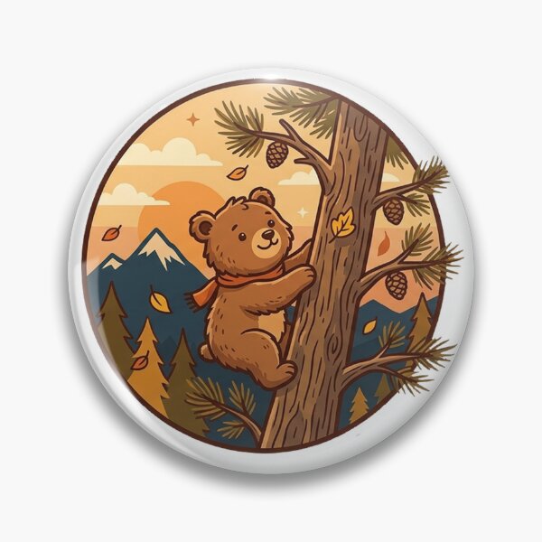 Item preview,  Bear Cub Climbing Tree Mountain Design Cute Animal Sunset designed and sold by Yellowriversss.
