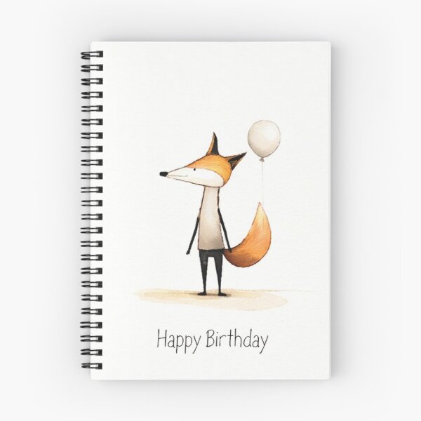 Item preview, Cute Watercolor Fox Happy Birthday - Adorable Baby Animal Balloon Art designed and sold by myforestfog.