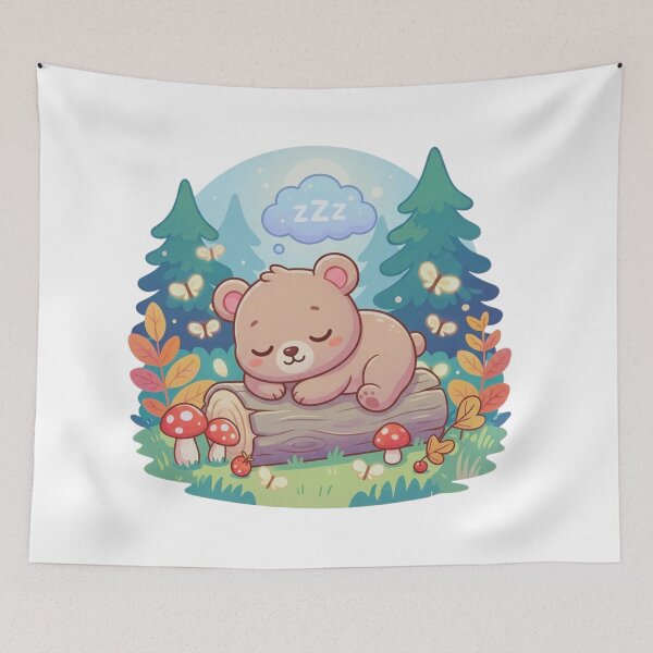 Item preview, Sleepy Bear Kawaii Forest Nap designed and sold by GabeMountainArt.