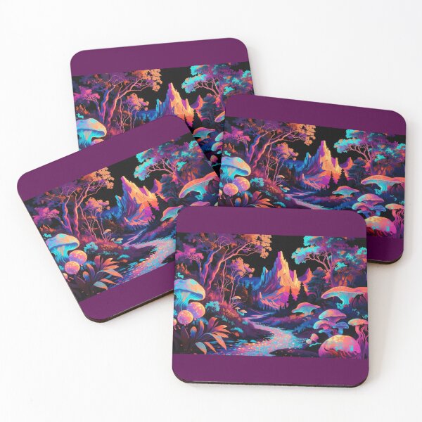 Item preview, Psychedelic Neon Mushroom Forest Fantasy Landscape designed and sold by Nexus Space.