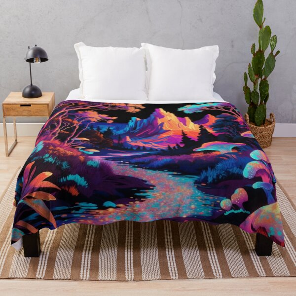 Item preview, Psychedelic Neon Mushroom Forest Fantasy Landscape designed and sold by Nexus Space.