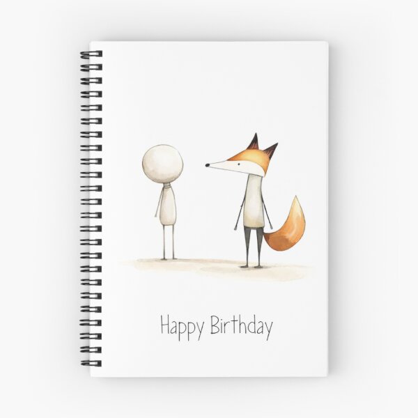 Item preview, Cute Watercolor Fox and Friend Happy Birthday - Adorable Minimalist Art designed and sold by myforestfog.
