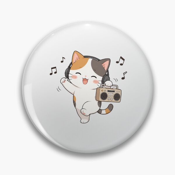 Item preview, Cute Calico Cat Listening to Music Kawaii Retro Boombox designed and sold by Seculinator.