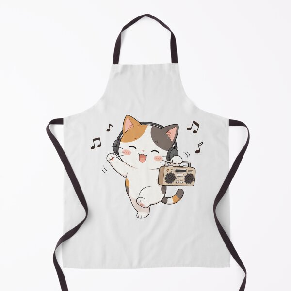 Item preview, Cute Calico Cat Listening to Music Kawaii Retro Boombox designed and sold by Seculinator.