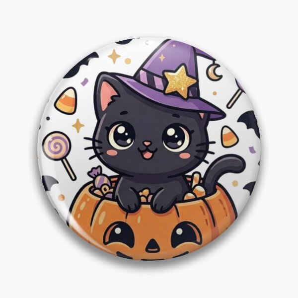 Item preview, Kawaii Spooky Black Cat in Pumpkin Jack-o'-Lantern designed and sold by  Cat Lady.