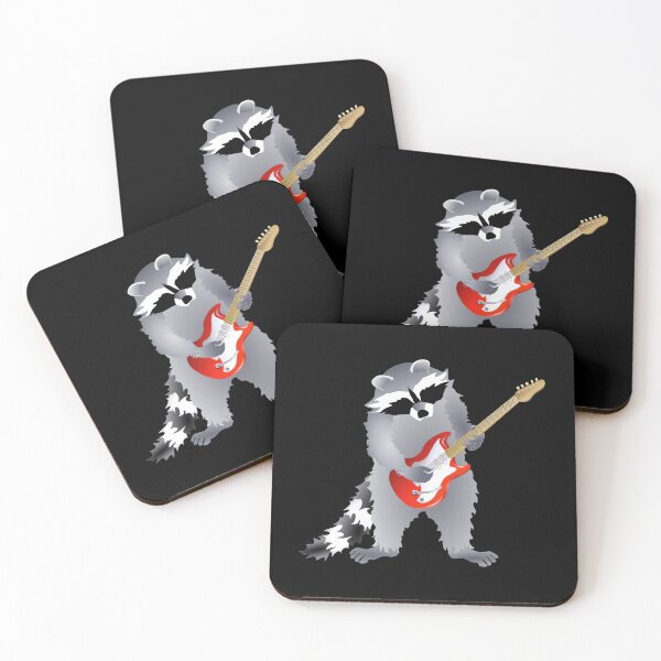 Item preview, Raccoon Playing Right Handed, Red Electric Guitar designed and sold by Adamo-illustration.