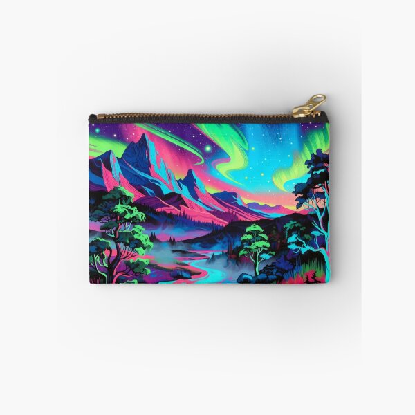 Item preview, Psychedelic Neon Northern Lights Mountain Landscape designed and sold by Nexus Space.