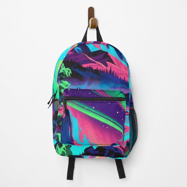 Item preview, Psychedelic Neon Northern Lights Mountain Landscape designed and sold by Nexus Space.