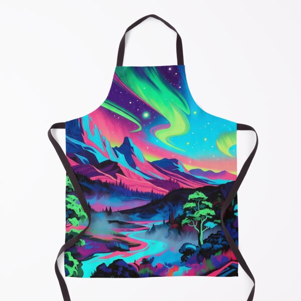 Item preview, Psychedelic Neon Northern Lights Mountain Landscape designed and sold by Nexus Space.