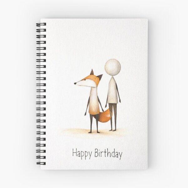 Item preview, Cute Watercolor Fox and Stick Friend Happy Birthday - Wholesome Minimalist Art designed and sold by myforestfog.