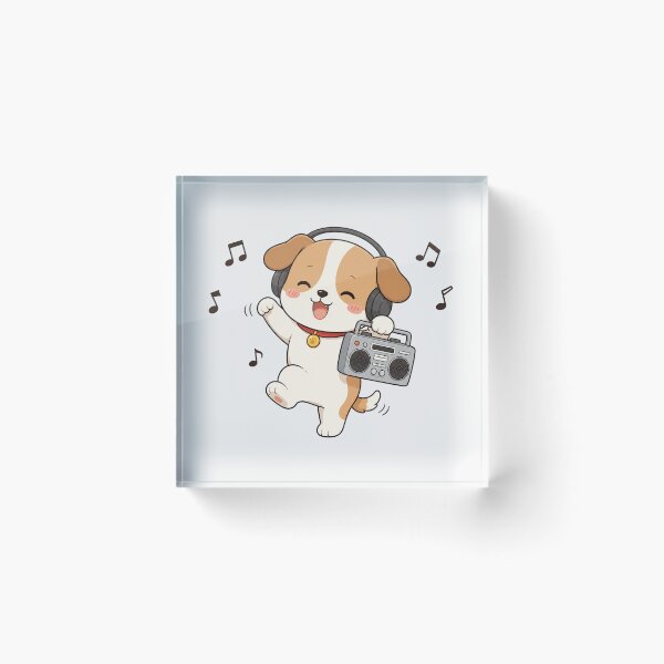 Item preview, Cute Puppy Dog Listening to Music Kawaii Retro Boombox designed and sold by Seculinator.