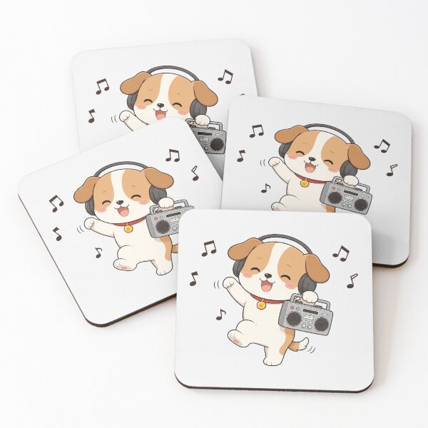 Item preview, Cute Puppy Dog Listening to Music Kawaii Retro Boombox designed and sold by Seculinator.