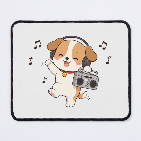 Item preview, Cute Puppy Dog Listening to Music Kawaii Retro Boombox designed and sold by Seculinator.