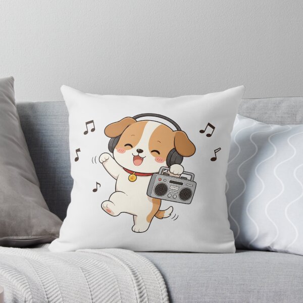 Item preview, Cute Puppy Dog Listening to Music Kawaii Retro Boombox designed and sold by Seculinator.