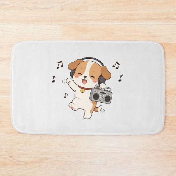 Item preview, Cute Puppy Dog Listening to Music Kawaii Retro Boombox designed and sold by Seculinator.