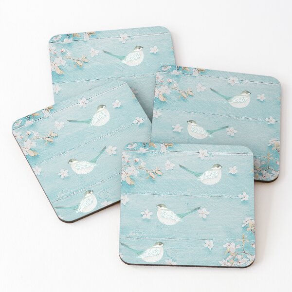 Item preview, Blue and White Birds on Wooden Panel designed and sold by TeeGeeTees.