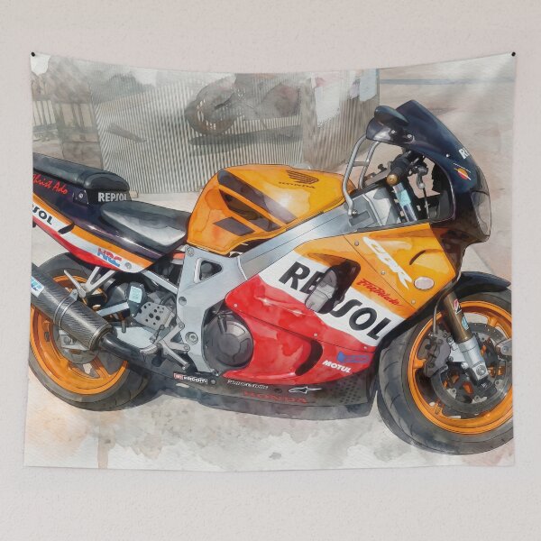 Item preview, Honda CBR Fireblade Repsol Edition in Watercolor Style — Art from Real Photography designed and sold by M.ALK.Watercolor.