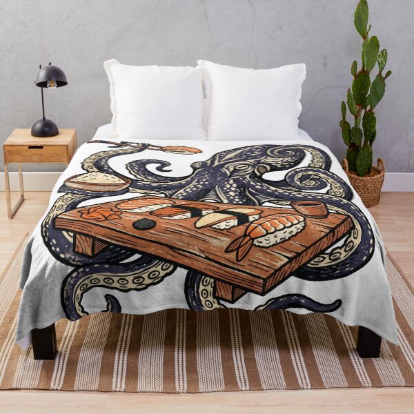 Item preview, Retro Octopus Eating Sushi Japanese Art designed and sold by seven things shop.