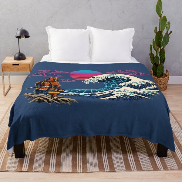 Item preview, Neon Synthwave Ukiyo-e Samurai Wave designed and sold by KungPowUnicorn.