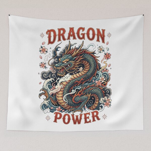 Item preview, Japanese Dragon Power with Cherry Blossom Illustration designed and sold by Ahmedsyde.