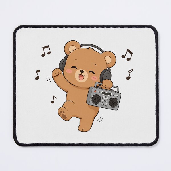 Item preview, Cute Teddy Bear Listening to Music Kawaii Retro Boombox designed and sold by Seculinator.
