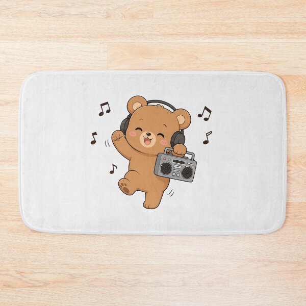 Item preview, Cute Teddy Bear Listening to Music Kawaii Retro Boombox designed and sold by Seculinator.