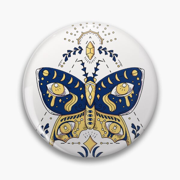 Item preview, Mystic Butterfly All Seeing Eye Crescent Moon Crystal Celestial Navy Gold Graphic T-Shirt designed and sold by DERA RAY.
