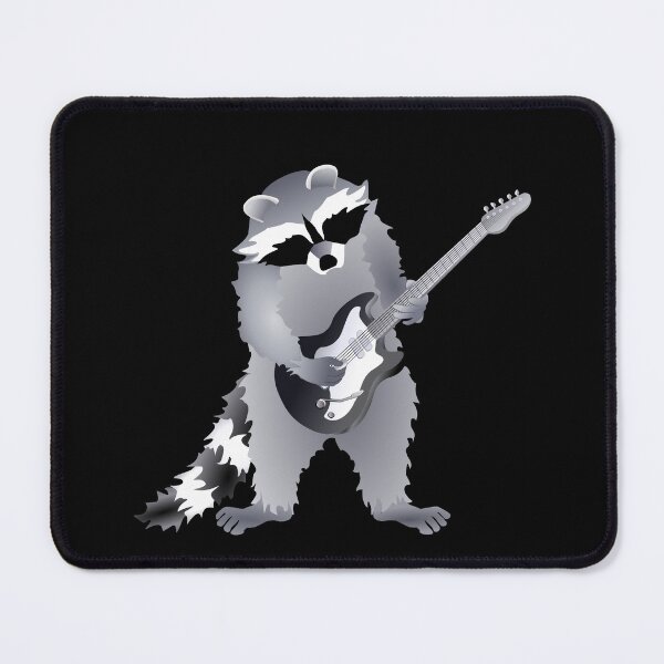 Item preview, Mapache tocando la guitarra eléctrica para diestros, en colores monocromáticos designed and sold by Adamo-illustration.