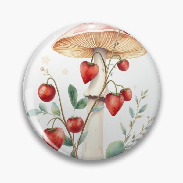 Item preview, Whimsical Watercolor Mushroom and Strawberries Print designed and sold by Vida e Arte.