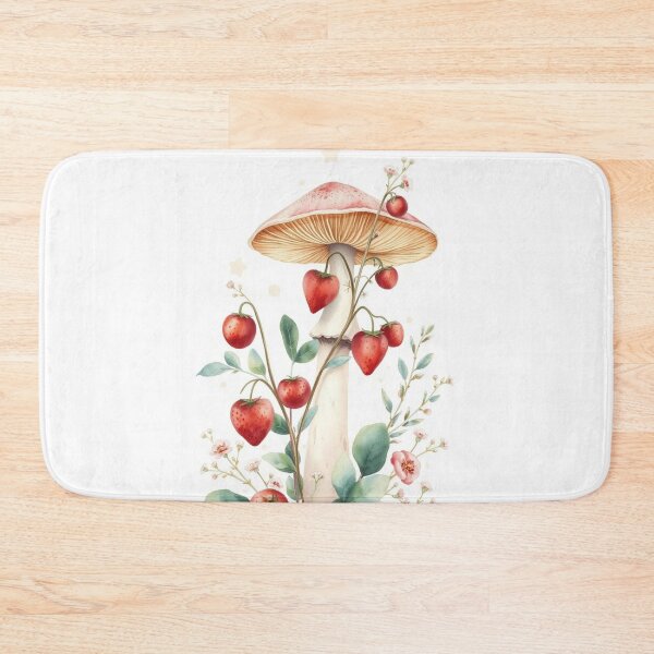 Item preview, Whimsical Watercolor Mushroom and Strawberries Print designed and sold by Vida e Arte.