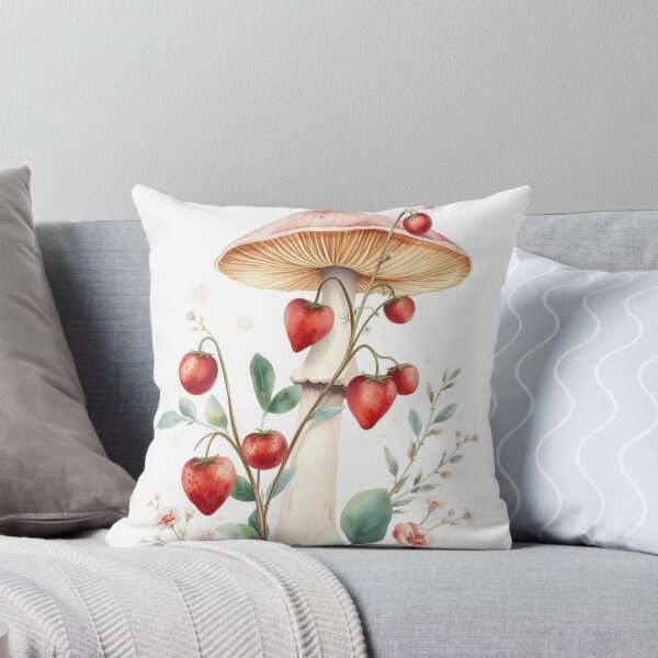 Item preview, Whimsical Watercolor Mushroom and Strawberries Print designed and sold by Vida e Arte.