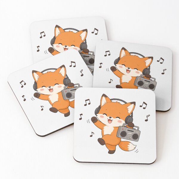 Item preview, Cute Fox Listening to Music Kawaii Retro Boombox designed and sold by Seculinator.