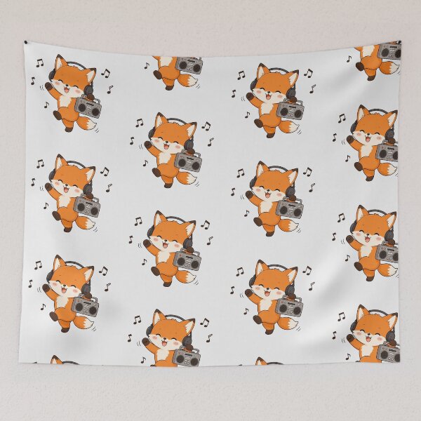 Item preview, Cute Fox Listening to Music Kawaii Retro Boombox designed and sold by Seculinator.