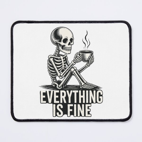 Item preview, Skeleton sitting and drinking coffee – Fun design for exhausted coffee lovers designed and sold by FusiTink.