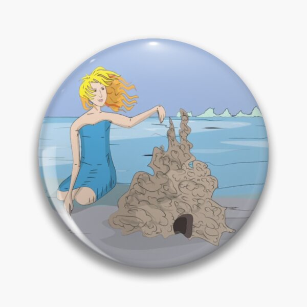 Item preview, Girl Building a Sandcastle — Summer Beach Art designed and sold by jimmytedesky.